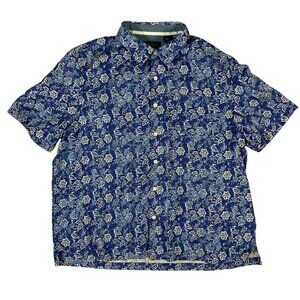 Nat Nast Luxury Originals Silk Button Shirt Blue Floral Print XXL